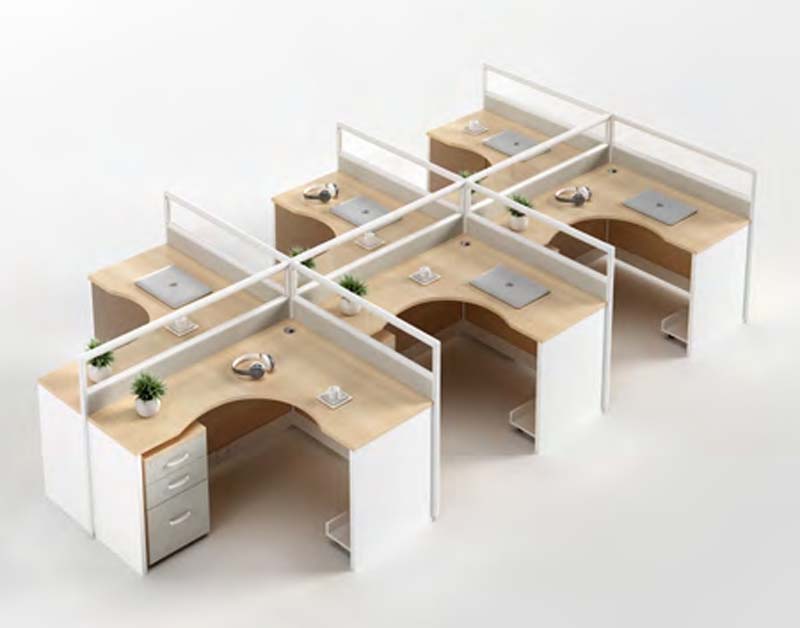 6-Person Cross Cluster Modular Office Cubicle Workstation