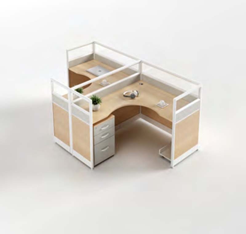 2-Person L-Shaped Partition Office Workstation with Under-Desk Pedestals