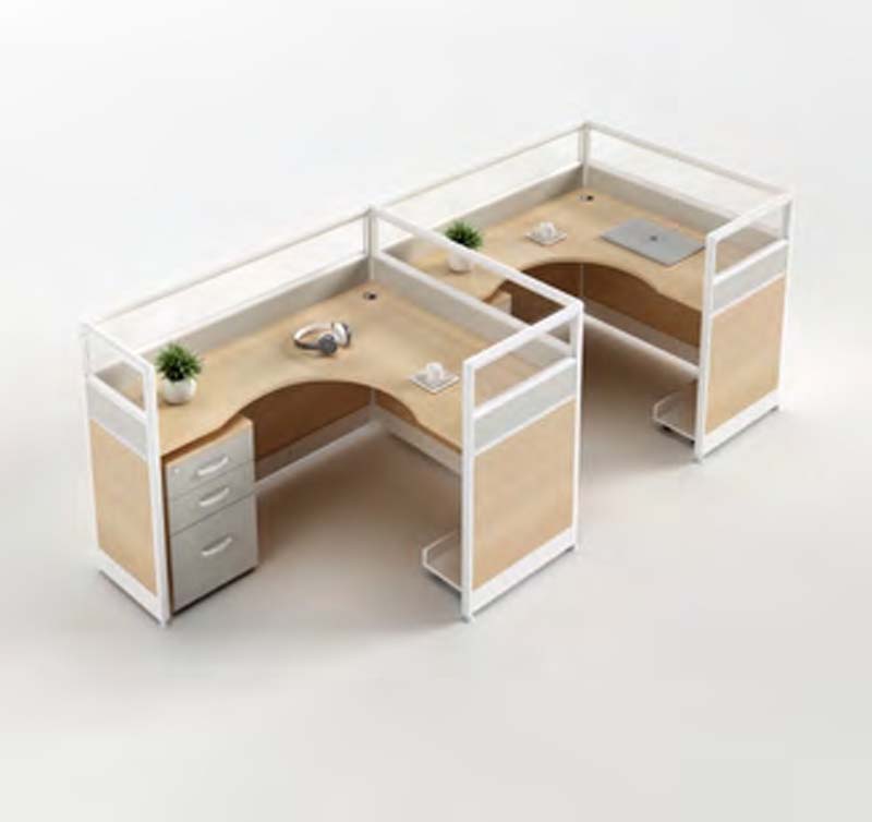 Two-Person L-Shaped Office Cubicle Workstation