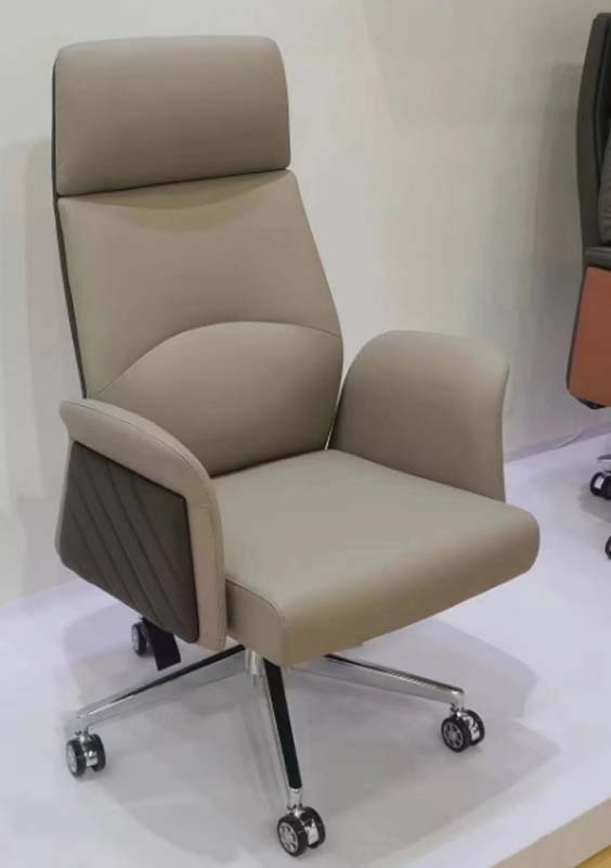 Two-Tone Beige Dark Brown High-Back Executive Office Chair