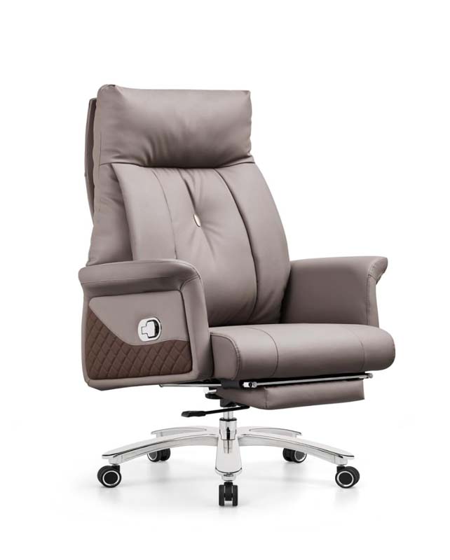 High-Back Reclining Executive Office Chair with Retractable Footrest