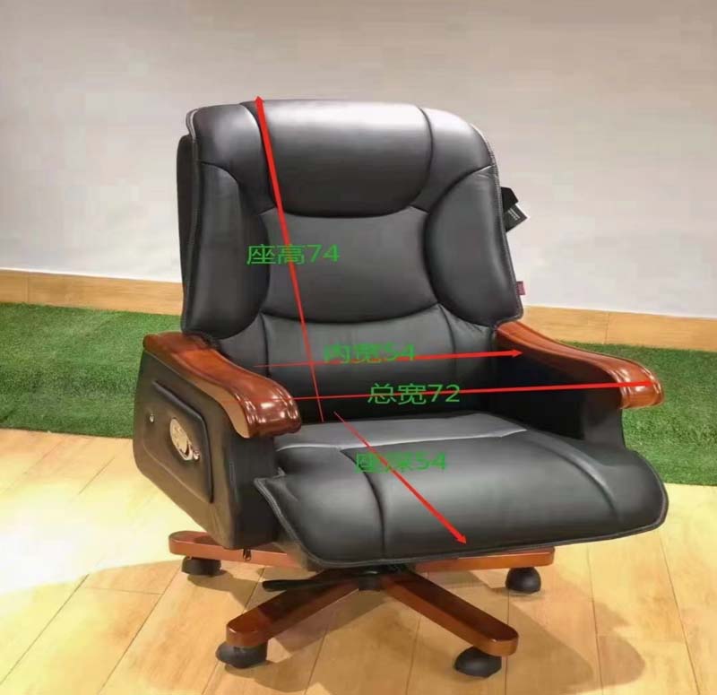 High-Back Black Faux Leather Executive Office Chair with Solid Wood Armrests and 5-Star Base
