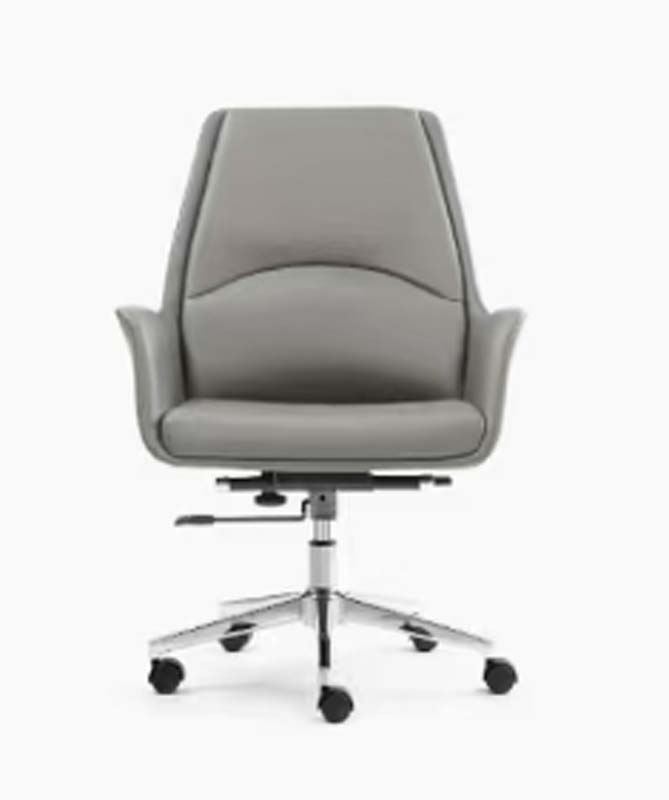Light Gray Faux Leather Mid-Back Swivel Office Task Chair