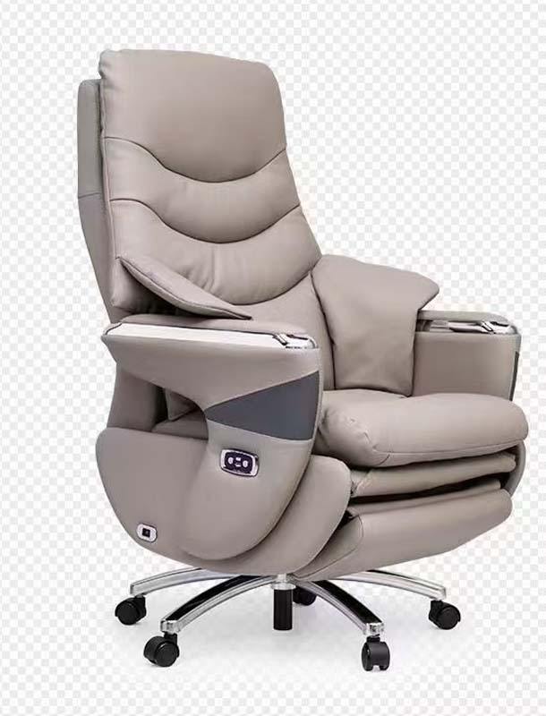 Light Taupe Power Reclining Executive Office Chair with Footrest