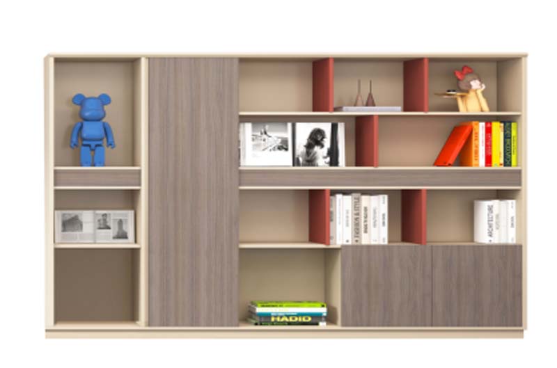 Two-Tone Asymmetric Freestanding Office Storage Bookshelf Cabinet