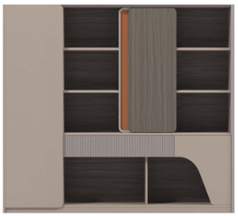 Contemporary Asymmetrical Two-Tone Accent Storage Cabinet