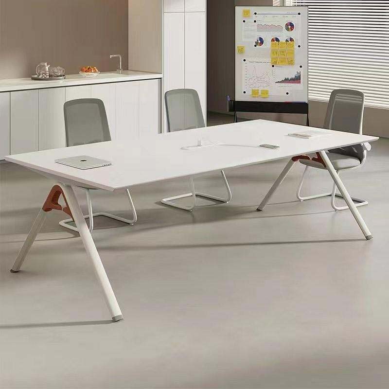 Modern 6-Person Rectangular Conference Table with Center Cable Management