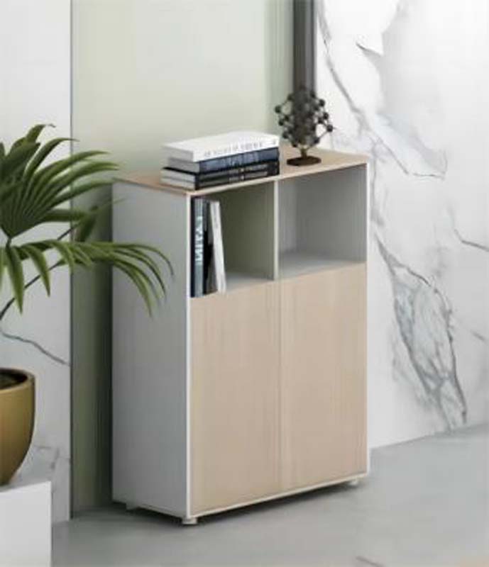 Two-Door Open Shelf Storage Cabinet