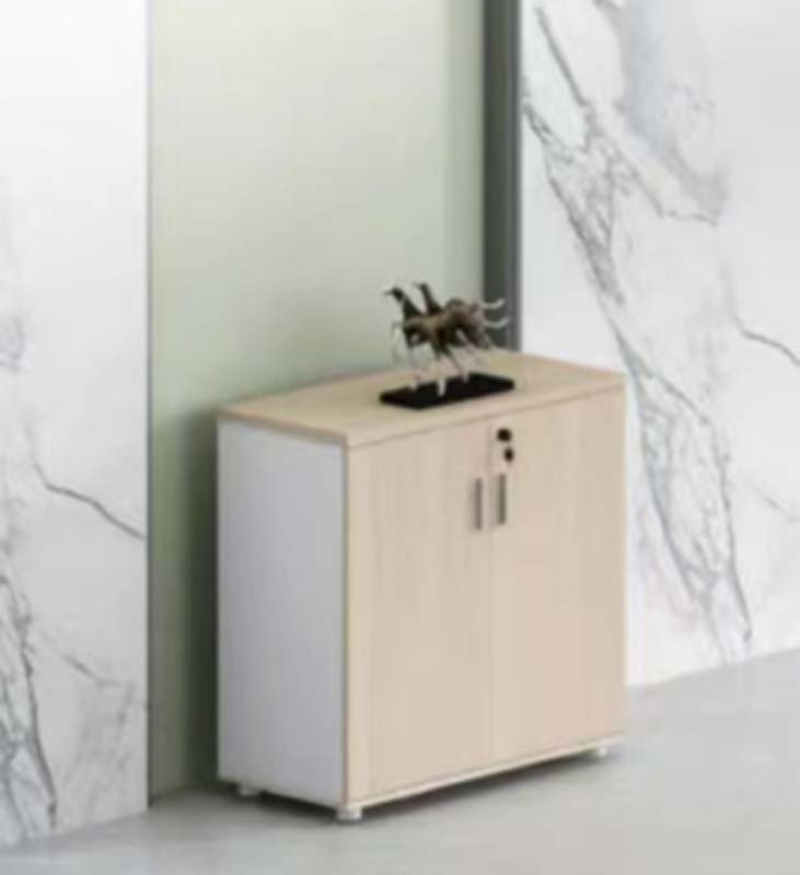 Light Wood Grain Lockable Double-Door Office Storage Cabinet