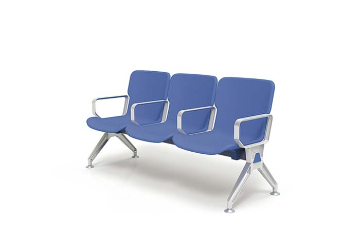 3-Seater Public Beam Waiting Chair with Aluminum Armrests