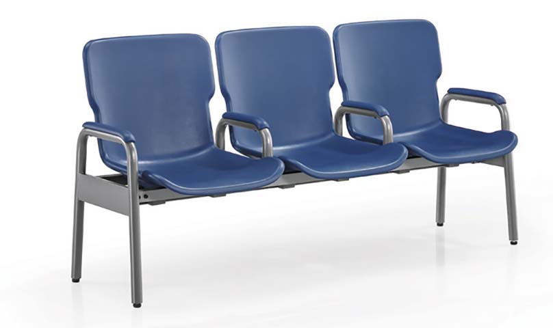 3-Seat PU Beam Waiting Chair with Armrests