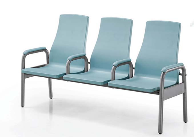 3-Seat Public Waiting Chair with Integrated Plastic Seat Backs and Metal Frame