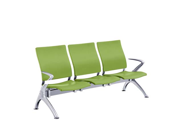 Three-Seat Polyurethane Waiting Bench with Chrome Frame