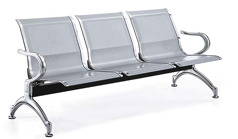 3-Seat Perforated Metal Public Tandem Waiting Bench