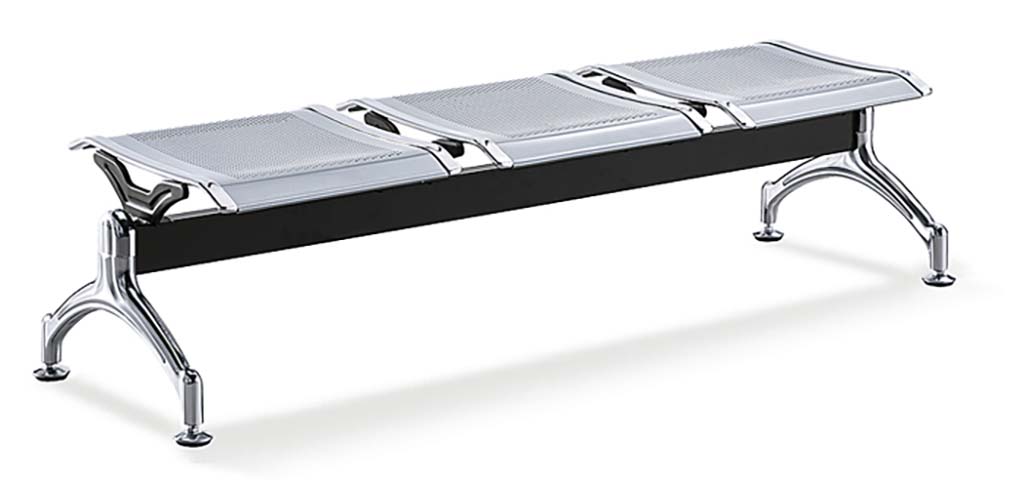 3-Seat Backless Perforated Metal Public Waiting Bench