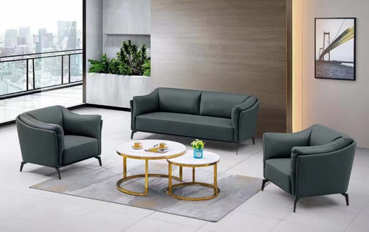 3-Piece Contemporary Upholstered Office Lounge Set with Nesting Coffee Tables