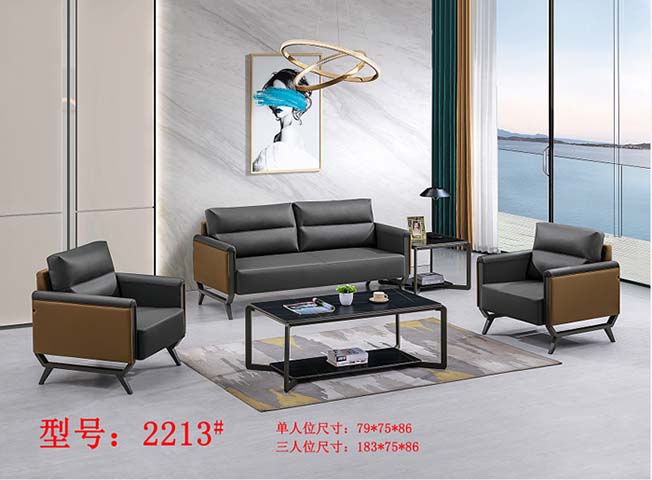 Model 2213# Two-Tone Office Reception Seating Set (2 Armchairs + 3-Seater Sofa)