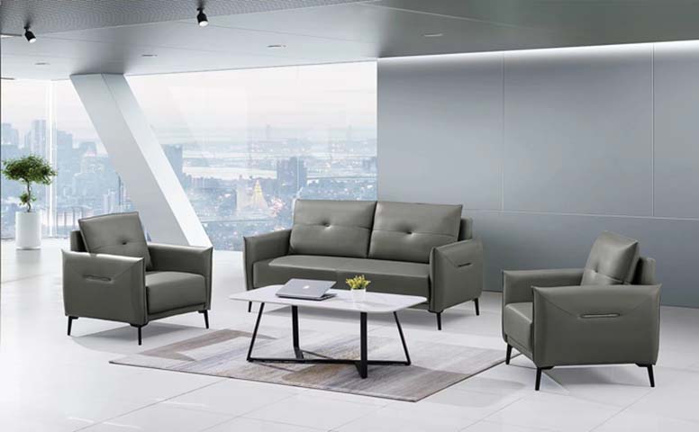 Modern Grey Tufted Office Reception Lounge Seating Set with Coffee Table