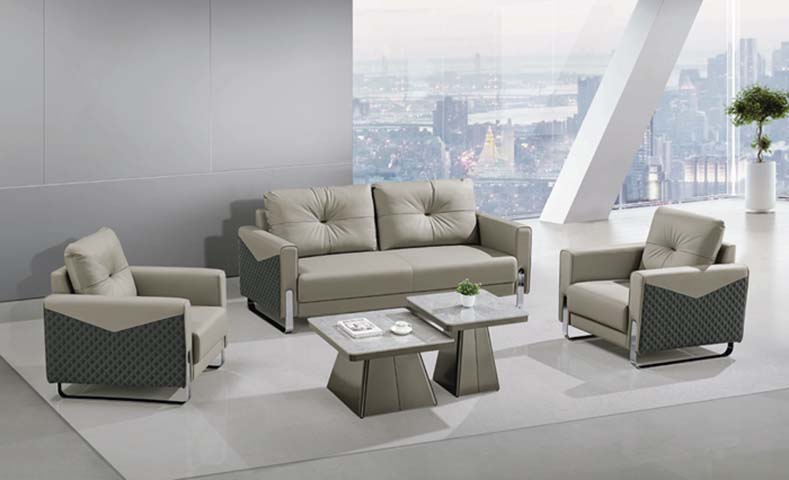 Modern Light Taupe Commercial Office Reception Seating Set with Nesting Coffee Tables