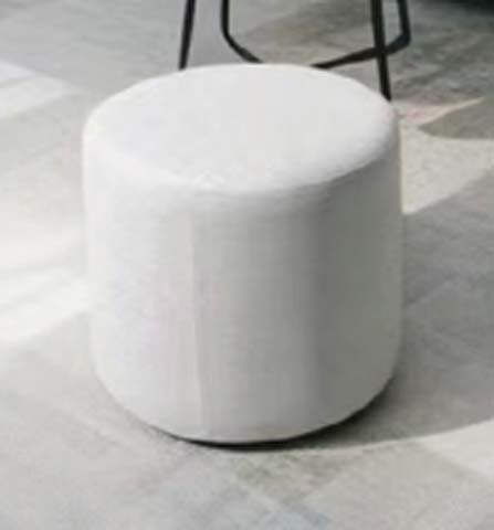 Smooth White Upholstered Cylindrical Ottoman Vanity Stool
