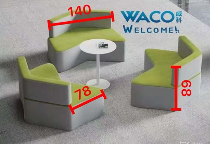 Modular Curved 3-Seat Lounge Set with Round Side Table