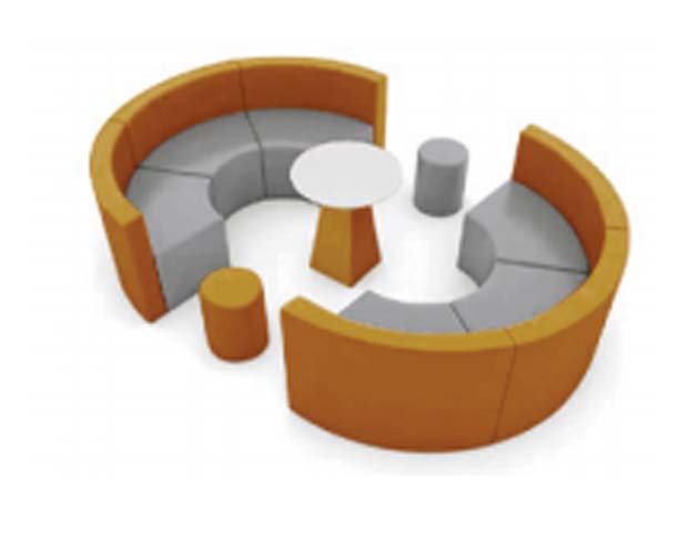 Modular Semi-Circular Collaborative Lounge Seating Set with Side Tables
