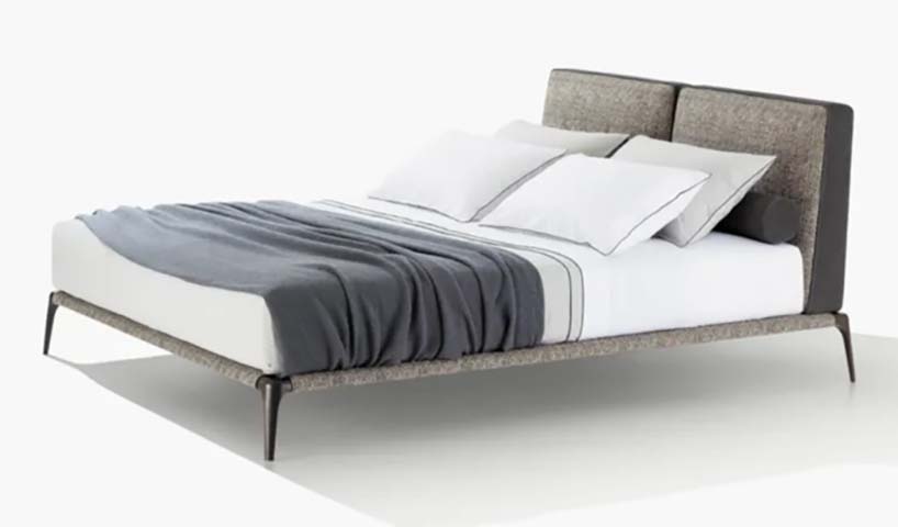 Contemporary Split-Cushion Upholstered Platform Bed