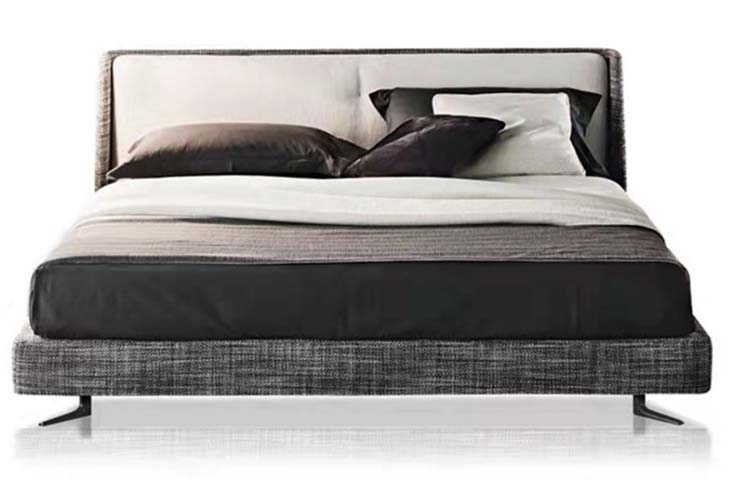 Two-Tone Upholstered Low-Profile Platform Bed