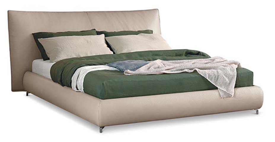 Light Taupe Curved Upholstered Platform Bed