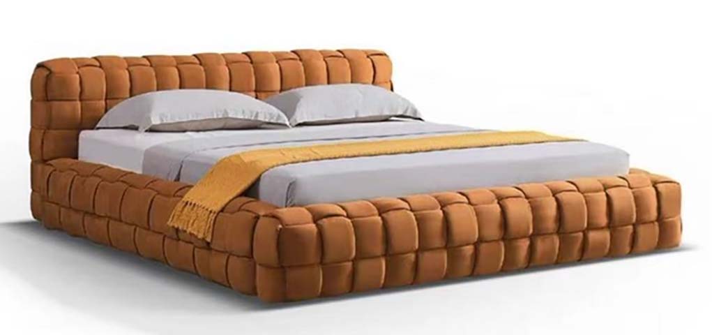 Upholstered Tufted Low-Platform King Bed