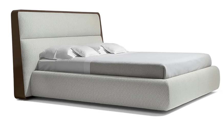 Upholstered Platform Bed with Two-tone Framed Headboard