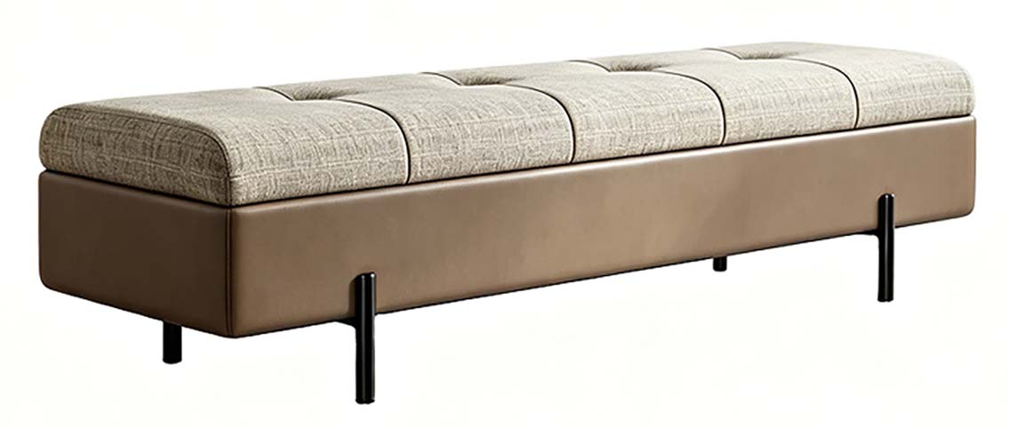 Two-Tone Channel Tufted Upholstered Storage Ottoman Bench