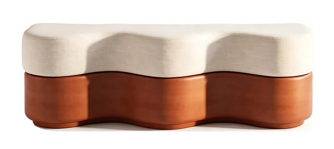 Wavy Two-Tone Upholstered Lift-Top Storage Bench