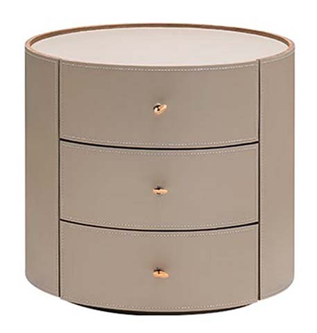Round 3-Drawer Upholstered Nightstand
