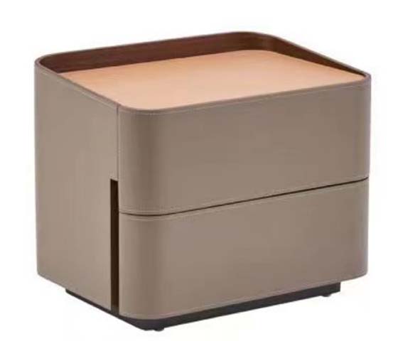 Upholstered Rounded-Corner Single-Drawer Nightstand with Recessed Tray Top