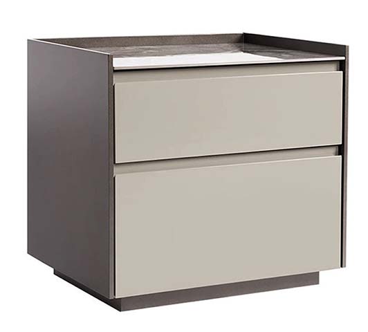 Two-Drawer Freestanding Nightstand with Raised Gallery Top