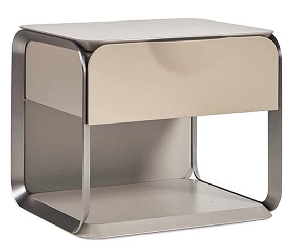 Modern 2-Drawer Metal Frame Nightstand