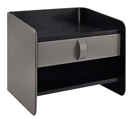 Two-Tone Upholstered Cantilever Nightstand with Raised Lipped Top