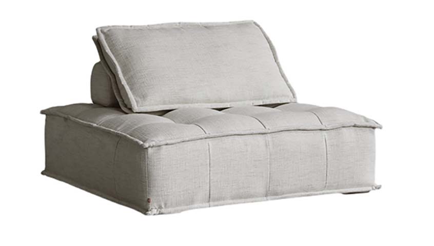 Light Gray Linen Textured Tufted Armless Modular Lounge Chair