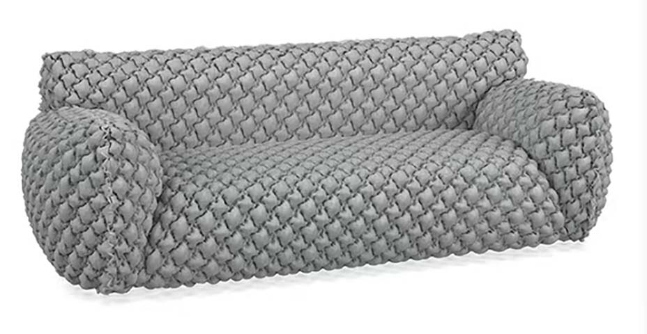 Grey 3D Bubble Weave Three-Seater Sofa