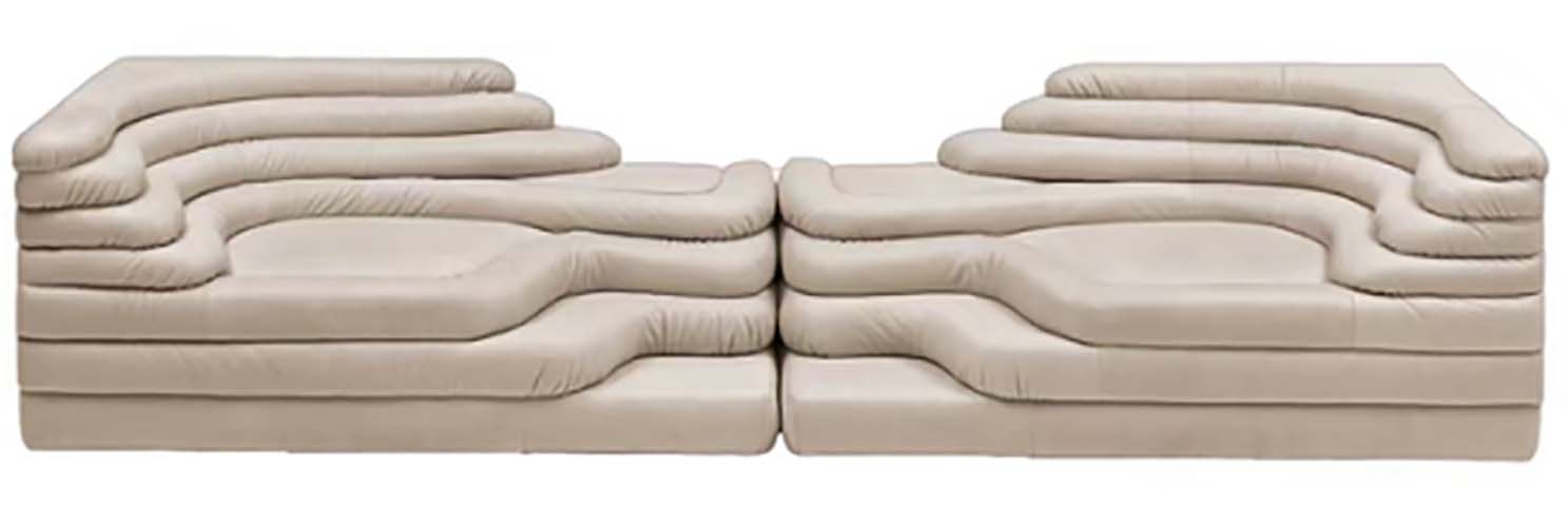 Beige Terraced Mirrored Modular Landscape Lounge Sofa