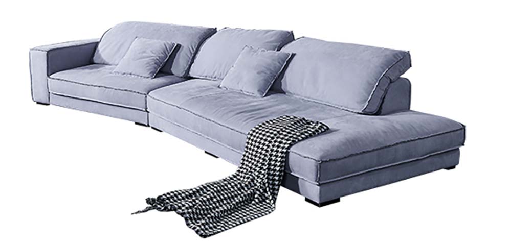 Light Gray Fabric Right-Chaise L-Shaped Deep-Seat Sectional Sofa