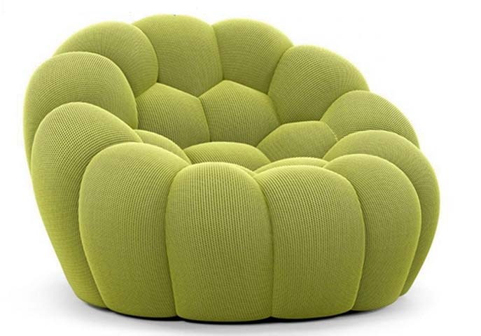 Channel Tufted Bubble Low-Profile Lounge Armchair
