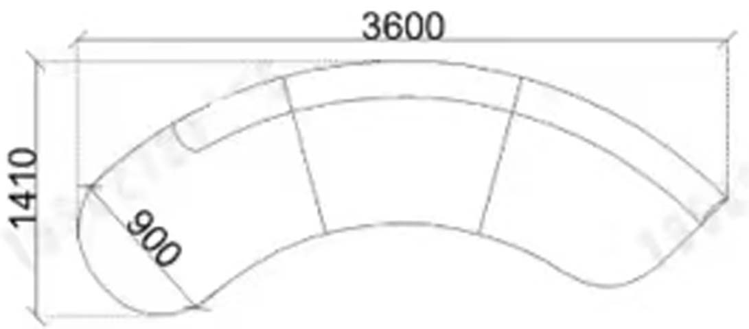 4-Seat Crescent Curved Sectional Reception Sofa