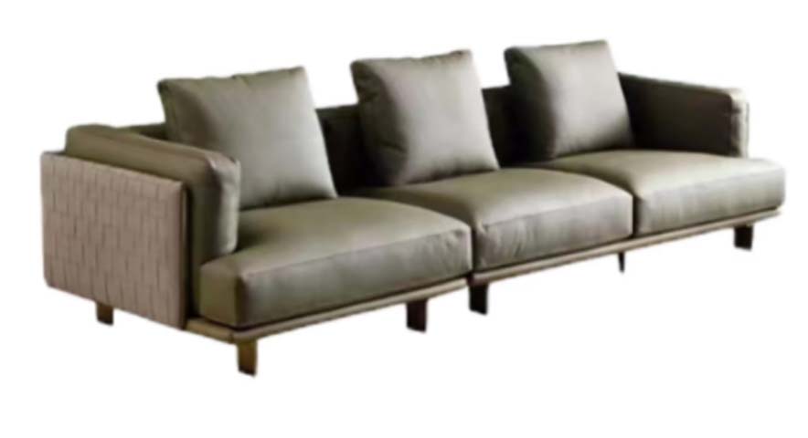 Contemporary Taupe Three-Seat Upholstered Sofa