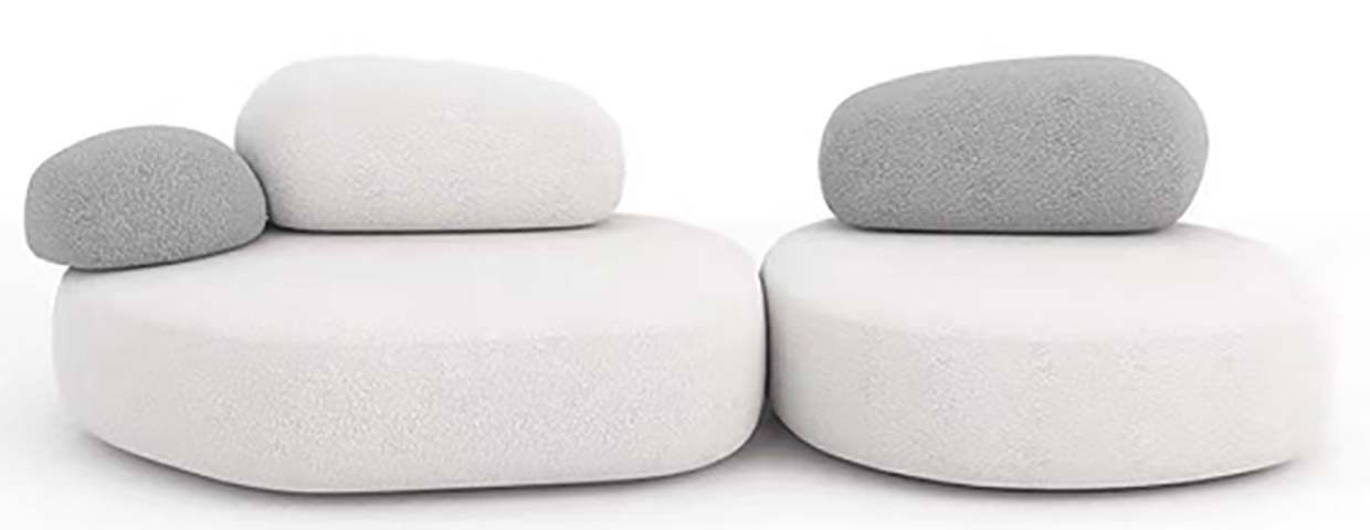 Modular Pebble Boucle Two-Seat Floor Sofa