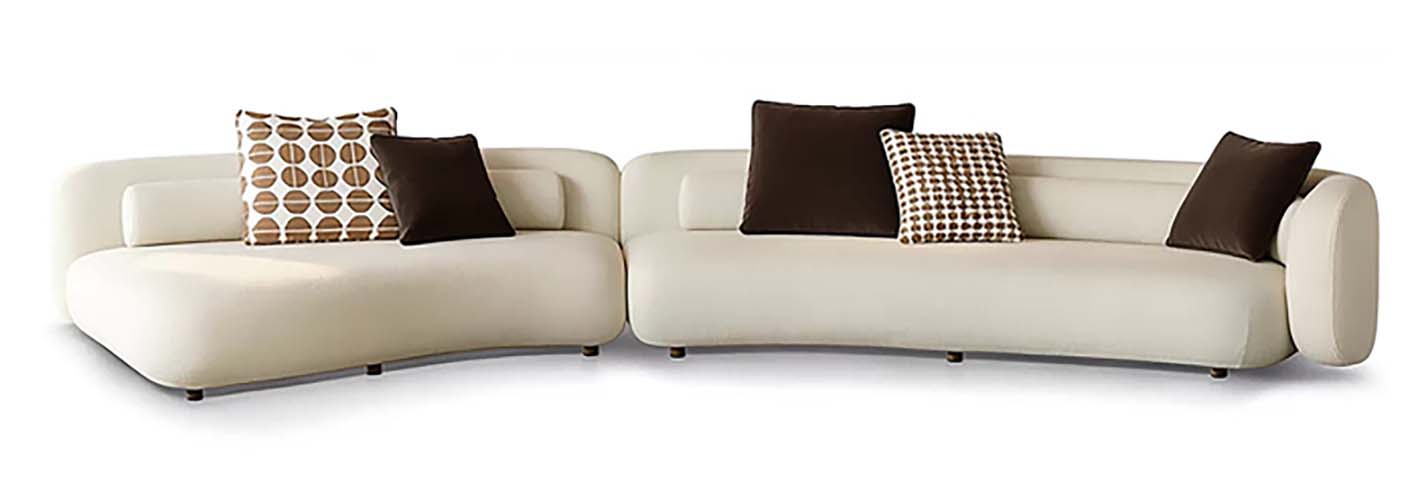 Cream Fabric Curved Modular Sectional Sofa with Left Chaise