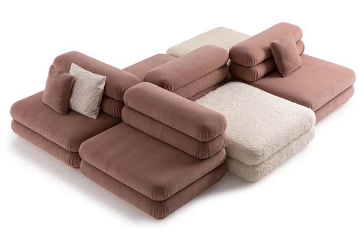 Low-Profile Armless Modular Floor Pit Sectional Sofa