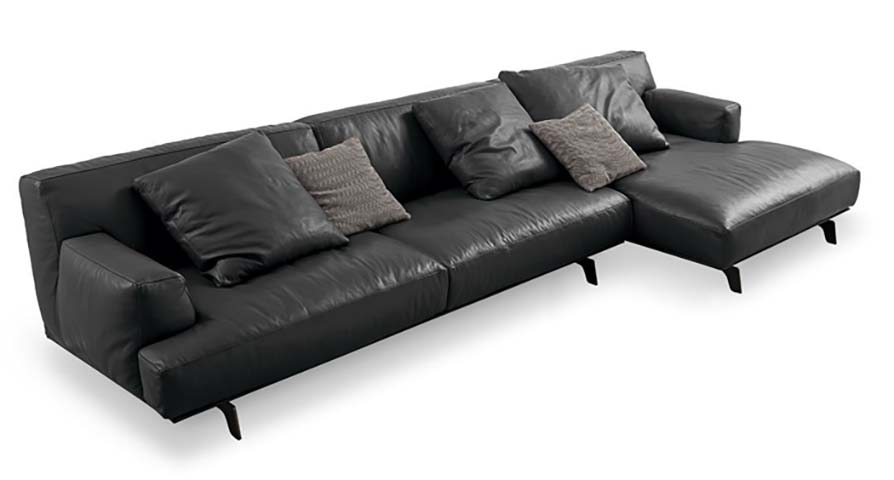 Minimalist Dark Gray Right-Hand Chaise L-Shaped Sectional Sofa