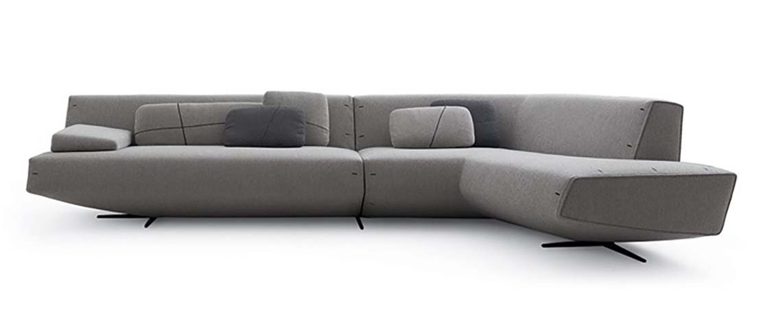 Low-Profile Angled Chaise Sectional Sofa